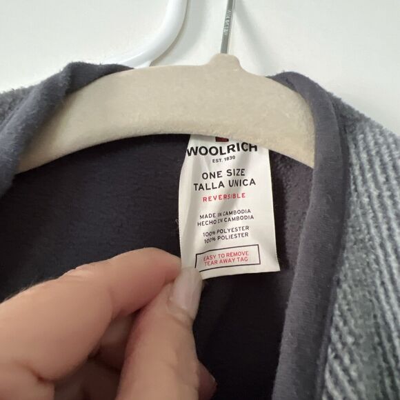 Woolrich Women's Fleece Poncho Cardigan One Size Gray Checkered 31" Length - Picture 4 of 5